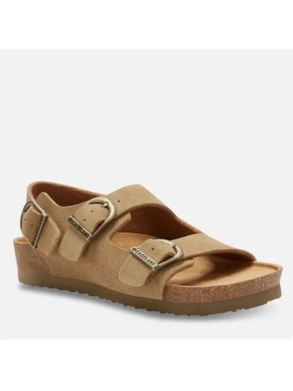 Eastland Charlestown Women’s Sandal Tan Double Strap Suede Buckle Close Size 11